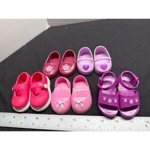 Set Of 6 Battat Doll Shoes For 18" Dolls - Pink & Purple Variety